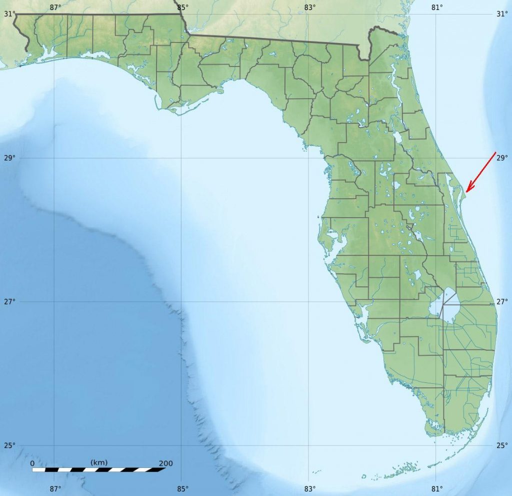 Le port spatial sur la carte géographique de l'État de Floride