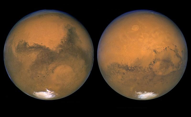 Images de Mars prises par le télescope spatial Hubble lors de la grande opposition de 2003