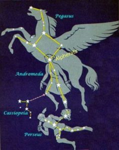 Alpherat est la tête d'Andromède et le nombril de Pégase.