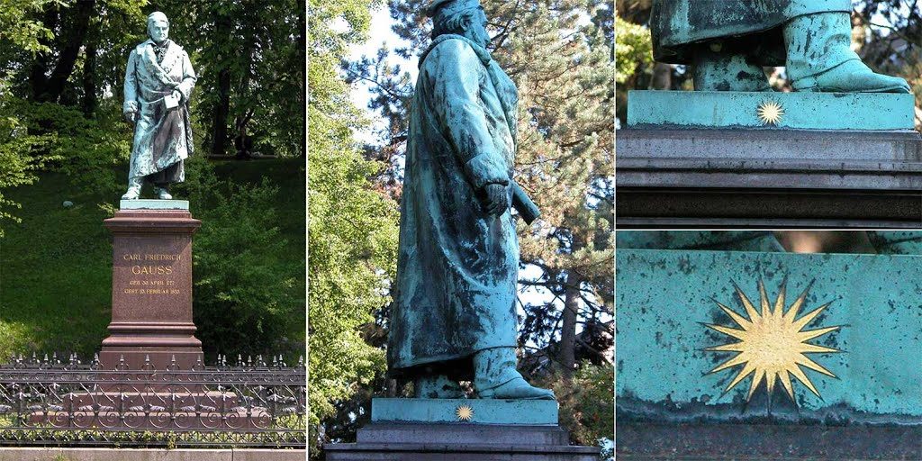 Monument à Gauss à Braunschweig avec la représentation de l'étoile à 17 rayons.