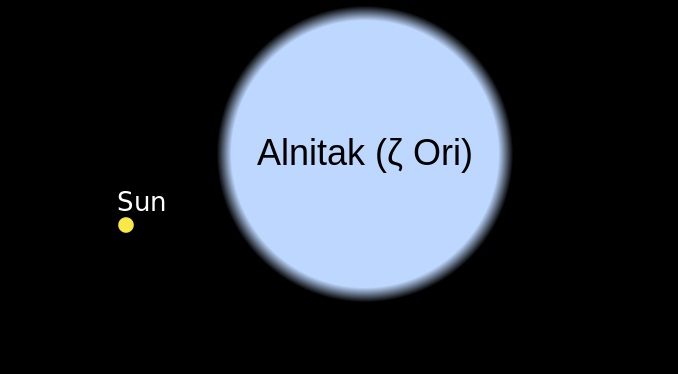 Comparaison des tailles du Soleil et d'Alnitak Aa