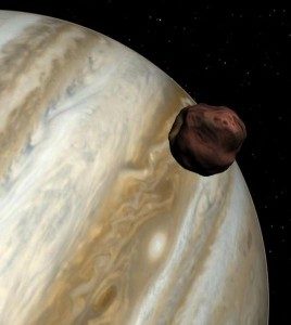 Amalthée, un satellite de Jupiter, dans un rendu d'artiste.