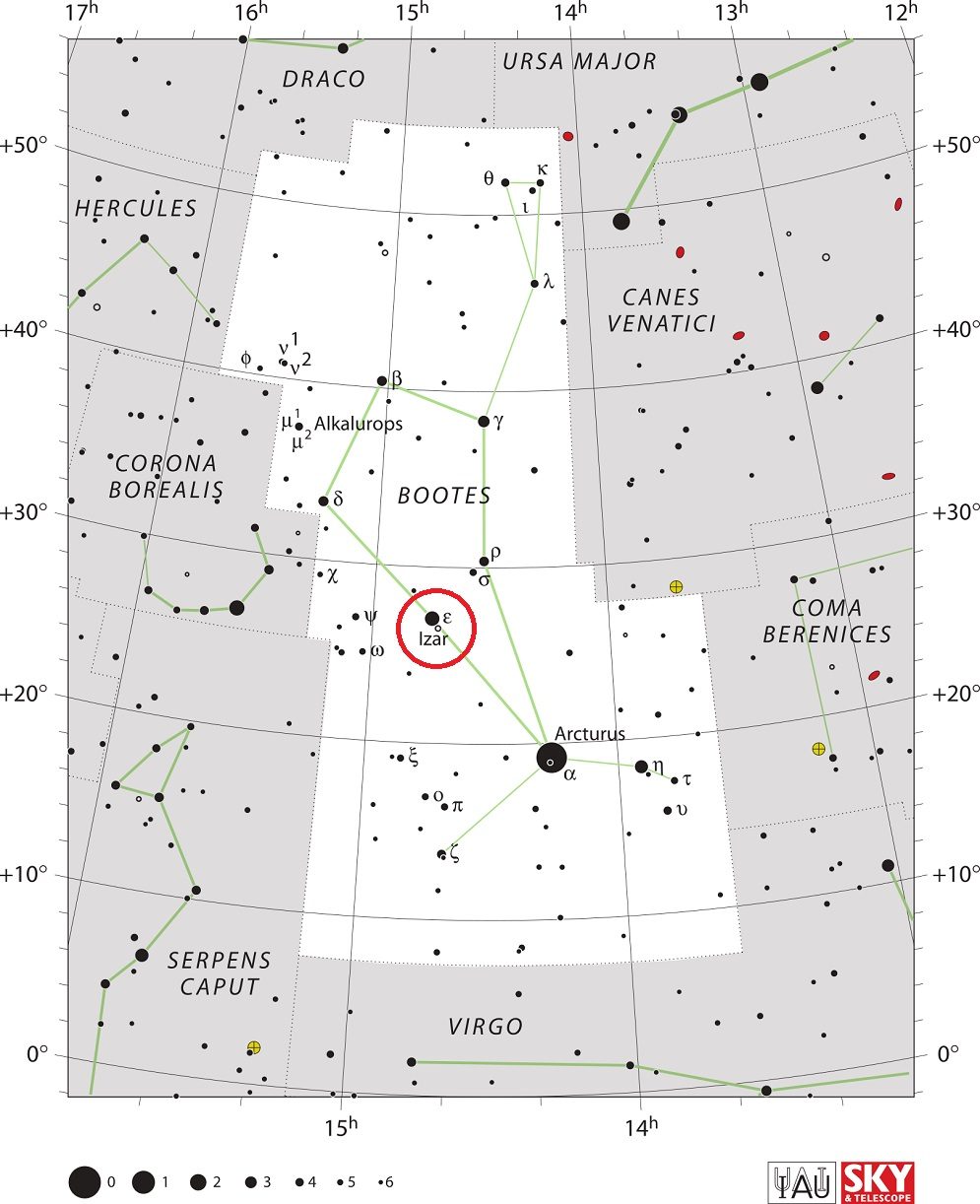 L'étoile Itzar dans la constellation de Volopassus