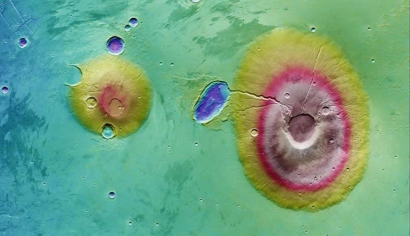 Carte d'élévation de Ceranius Tolus à partir de l'image de Mars Express