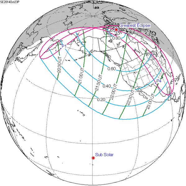 Éclipse solaire partielle le 23 octobre 2014