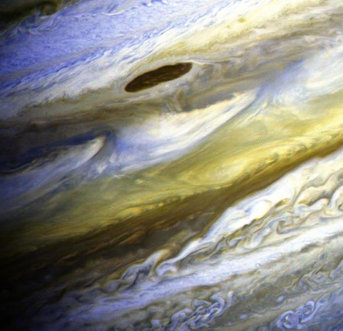 Zone équatoriale de Jupiter, couleurs renforcées
