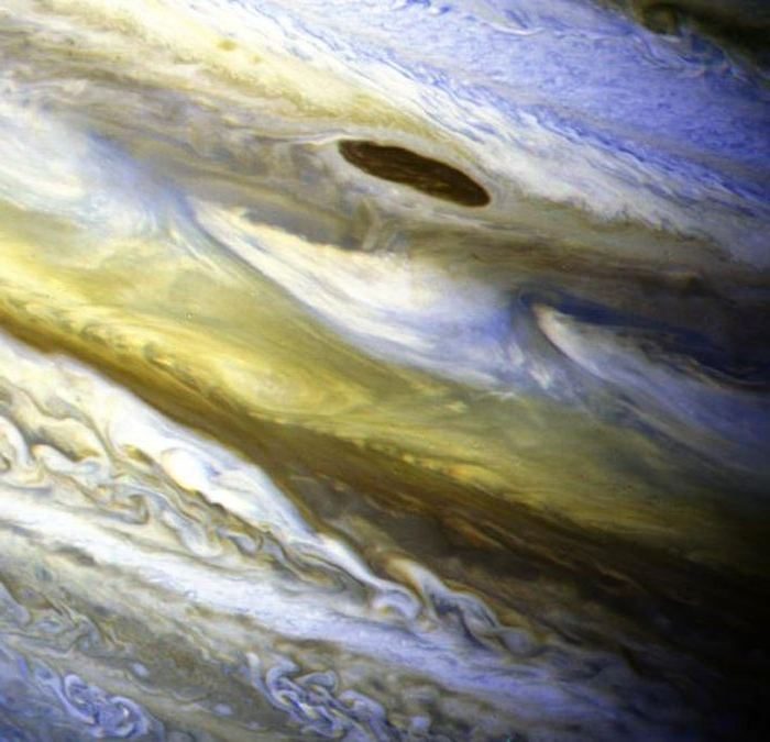 Zone équatoriale de Jupiter, couleurs rehaussées