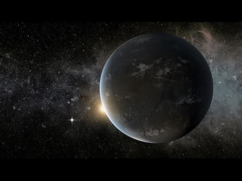 Exoplanète Kepler-62f dans un rendu d'artiste.
