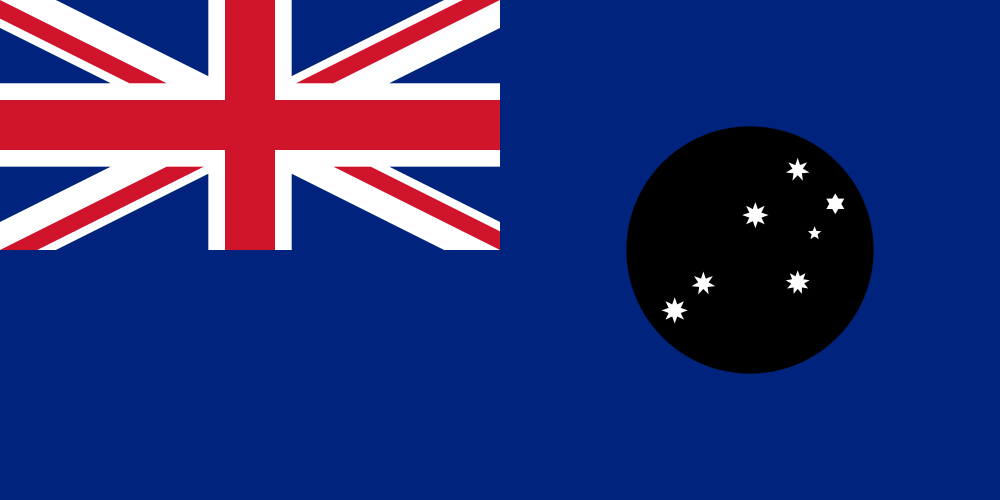 Drapeau de l'Australie du Sud, étoiles A et B du Centaure en bas à gauche, Croix du Sud à droite.