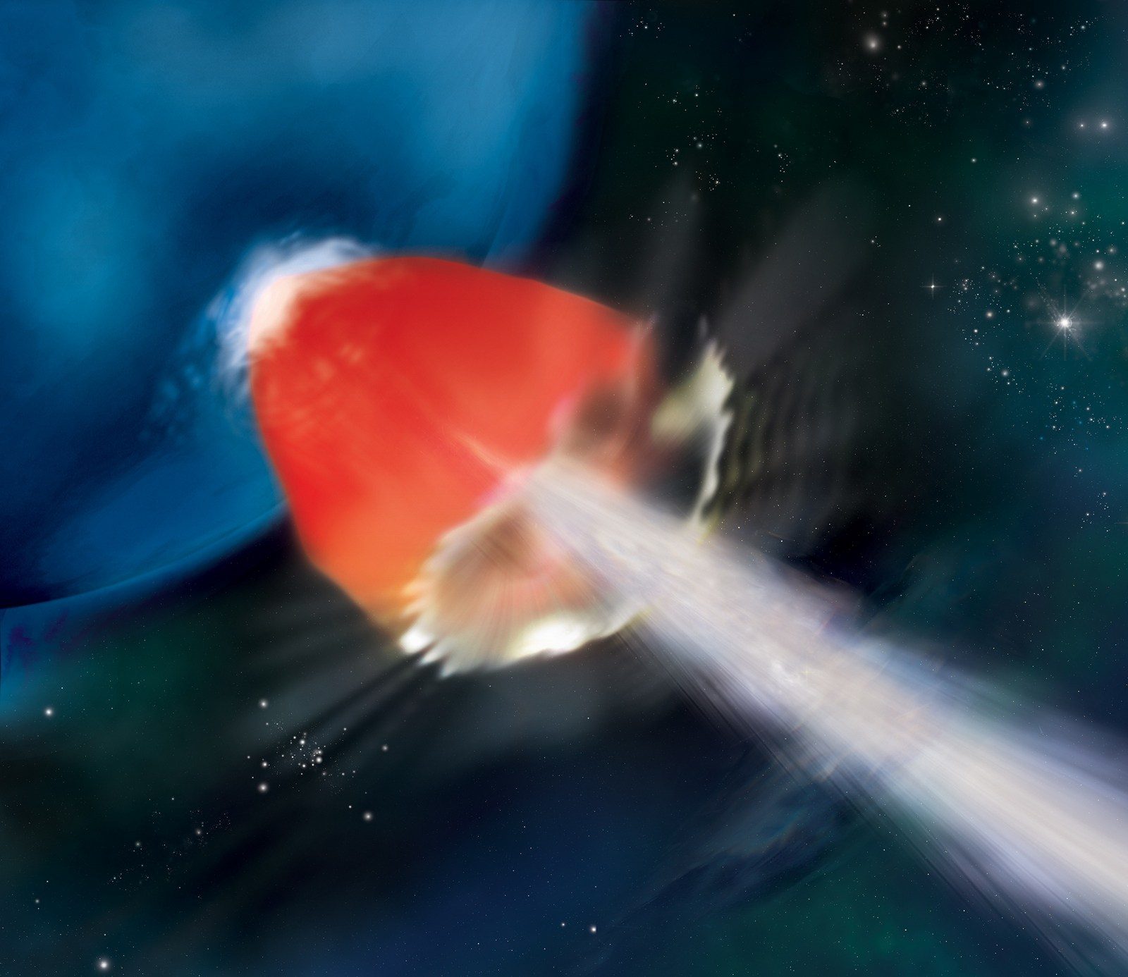 Explosion de rayons gamma sur une étoile vue par un artiste