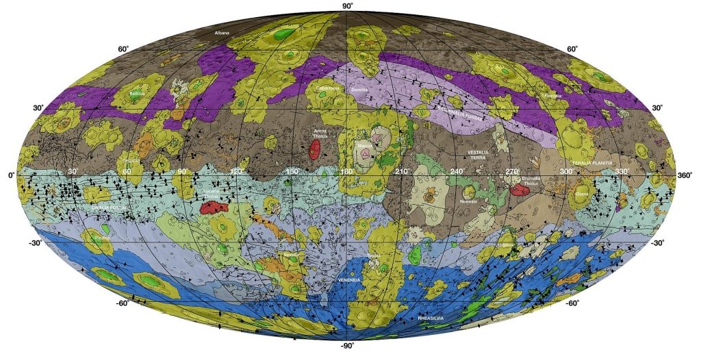 Carte géologique de Vesta