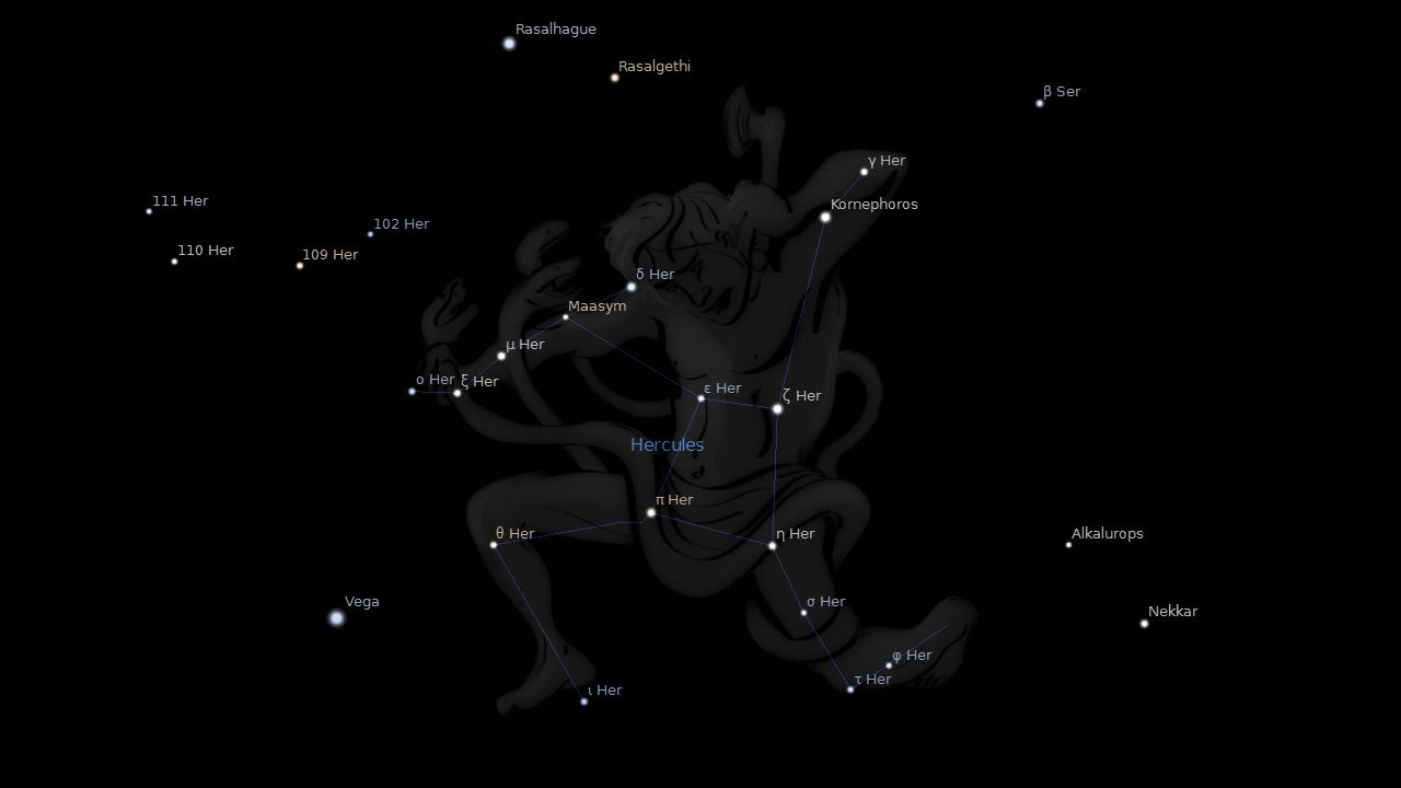Ras Algeti (Rasalgethi) dans la constellation d'Hercule
