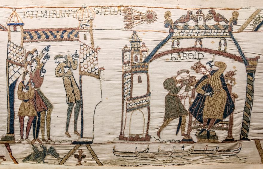 La comète de Halley sur la tapisserie de Bayeux en 1066.