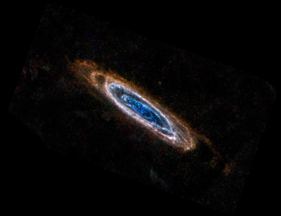 Anneaux de poussière froide dans la galaxie d'Andromède, photo prise par le télescope Herschel