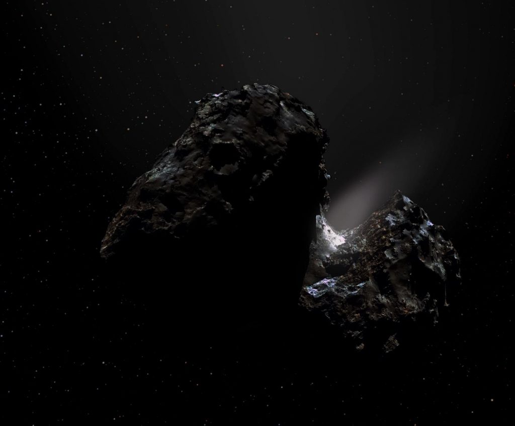 Traitement artistique de la mosaïque de la comète réalisée par la sonde Rosetta le 17 novembre 2014.