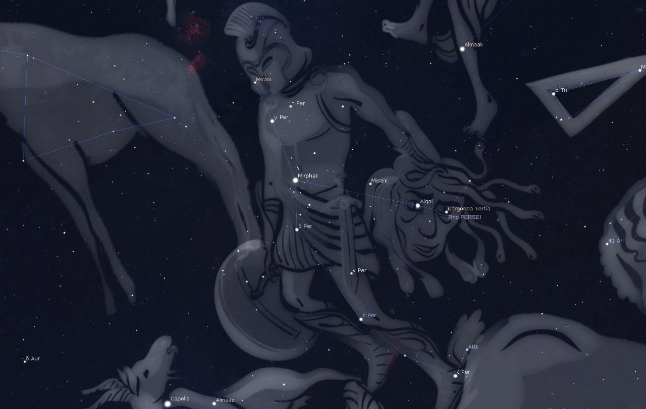Beta Perseus - œil de la tête coupée de Medusa gorgona