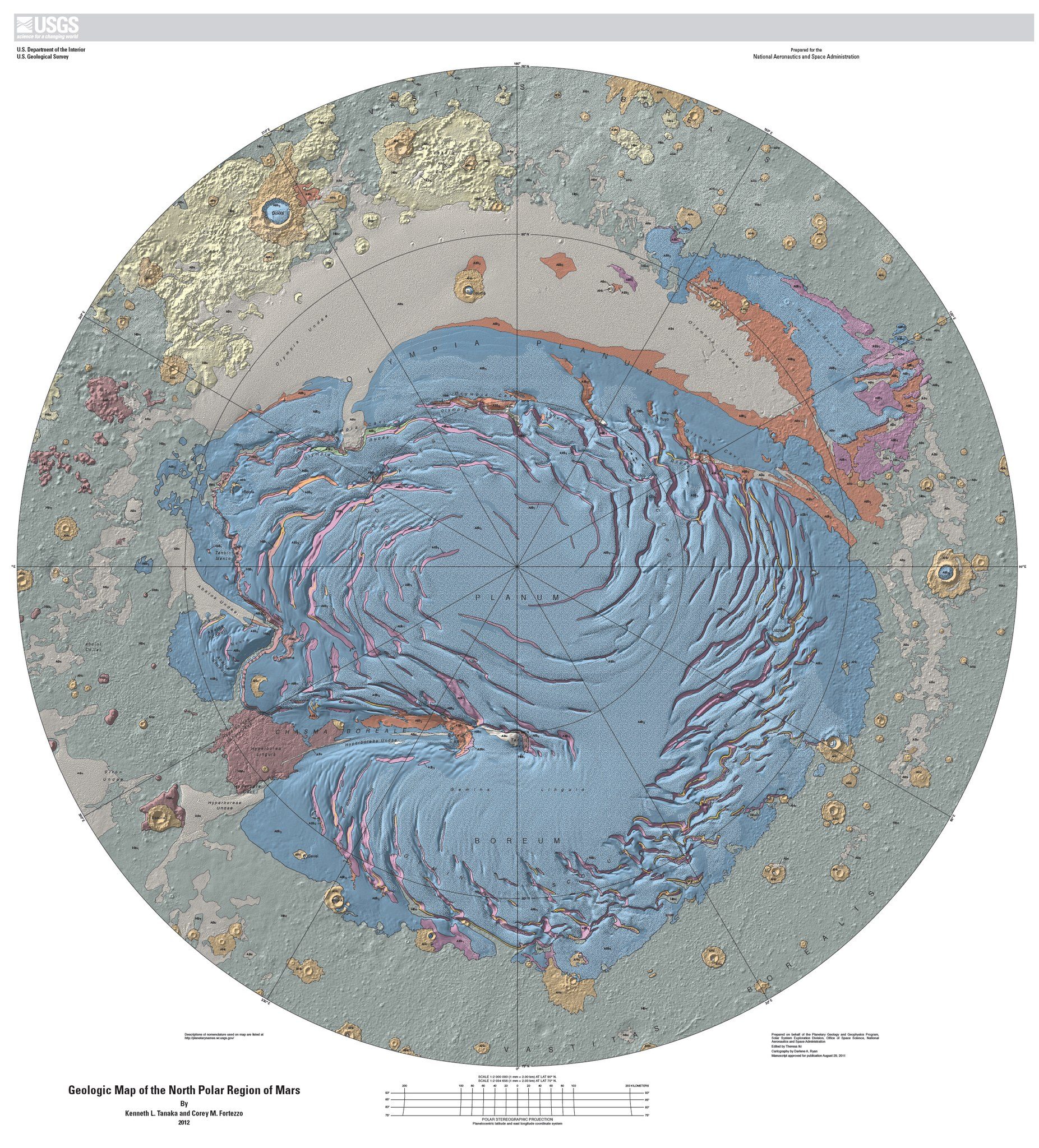 Carte du pôle Nord de la planète