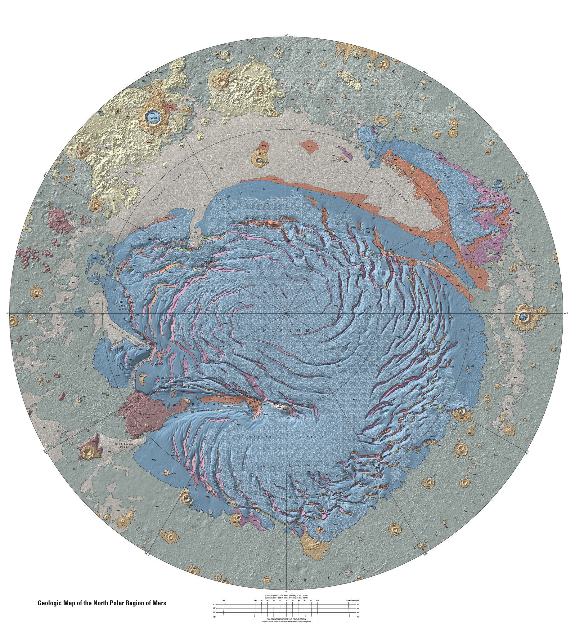 Carte du pôle Nord de la planète