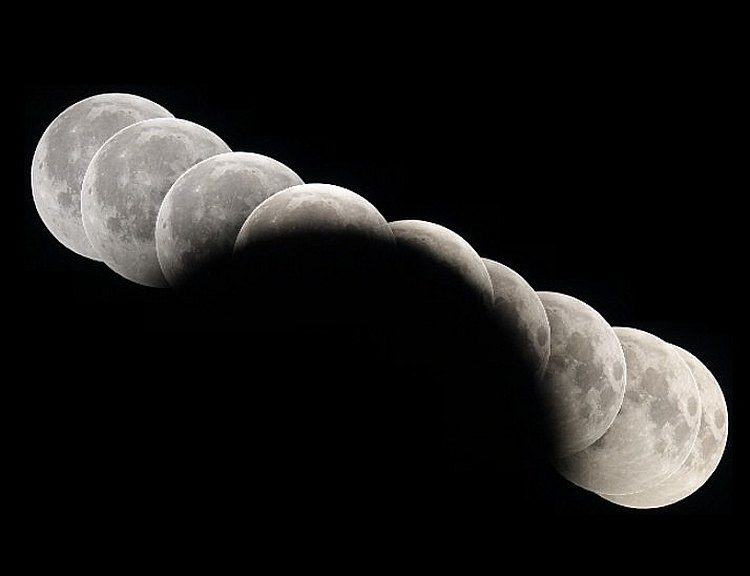 Collage d'images d'éclipses partielles de Lune