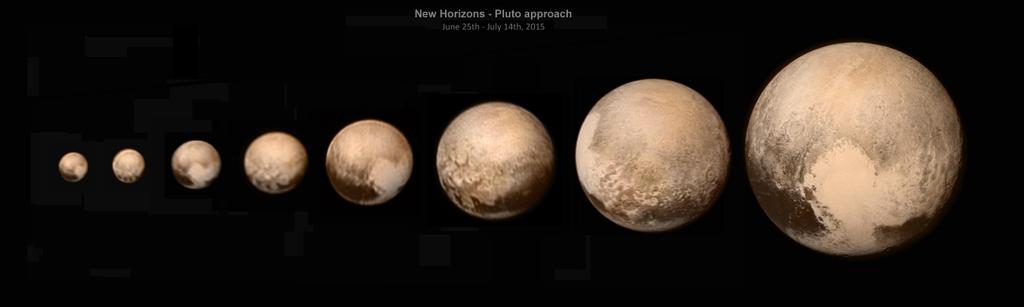 Collage d'images en couleur de Pluton