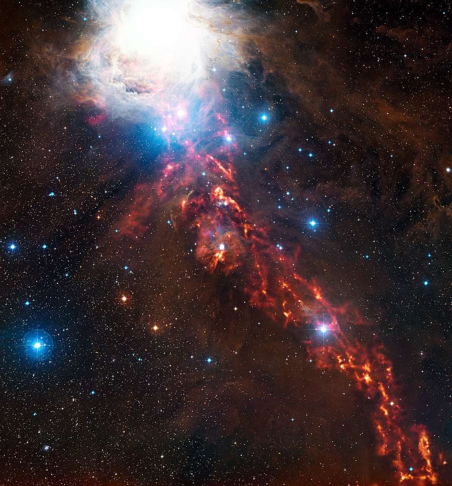 Image composite de la région de formation d'étoiles dans la nébuleuse d'Orion.