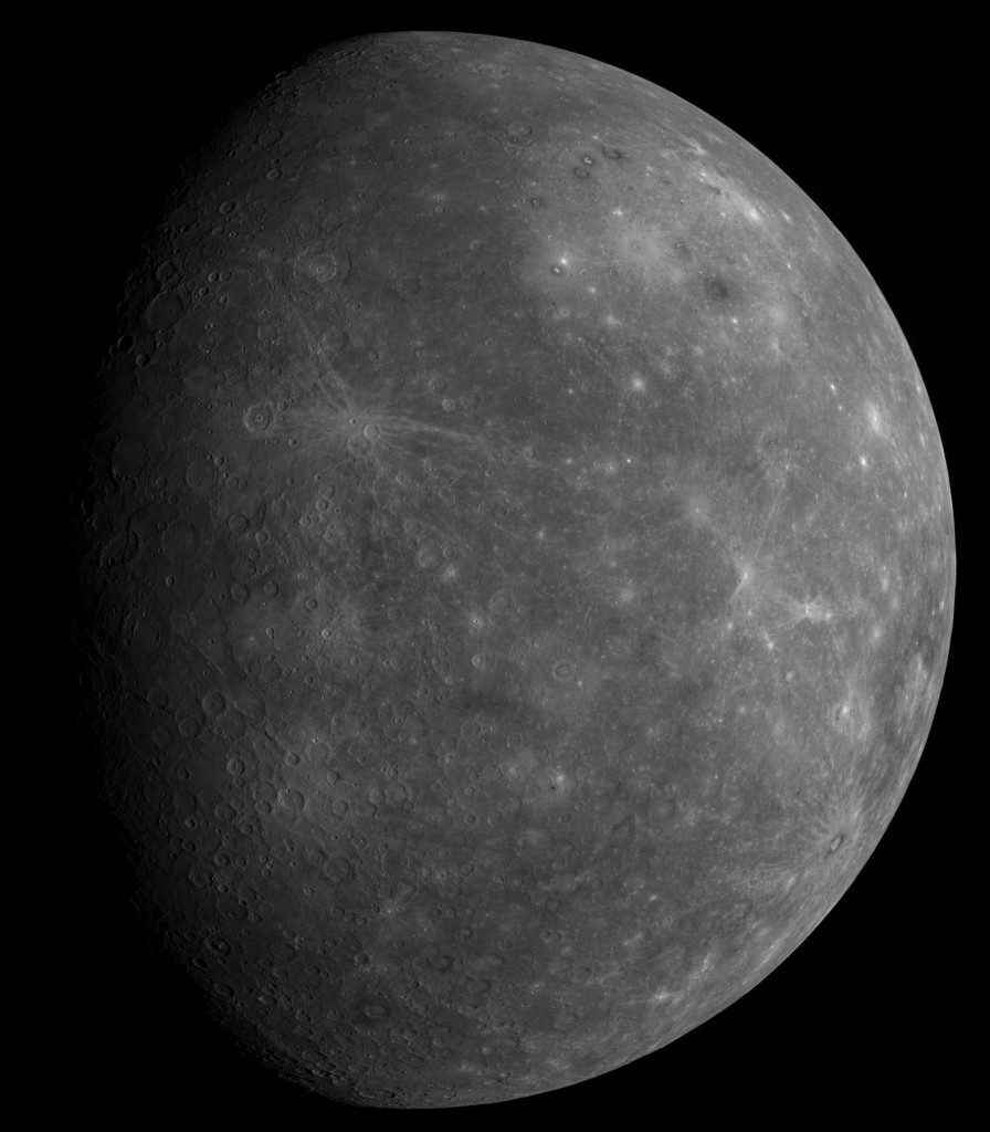 Image composite de la face de Mercure invisible depuis la Terre, obtenue par la sonde MESSENGER.