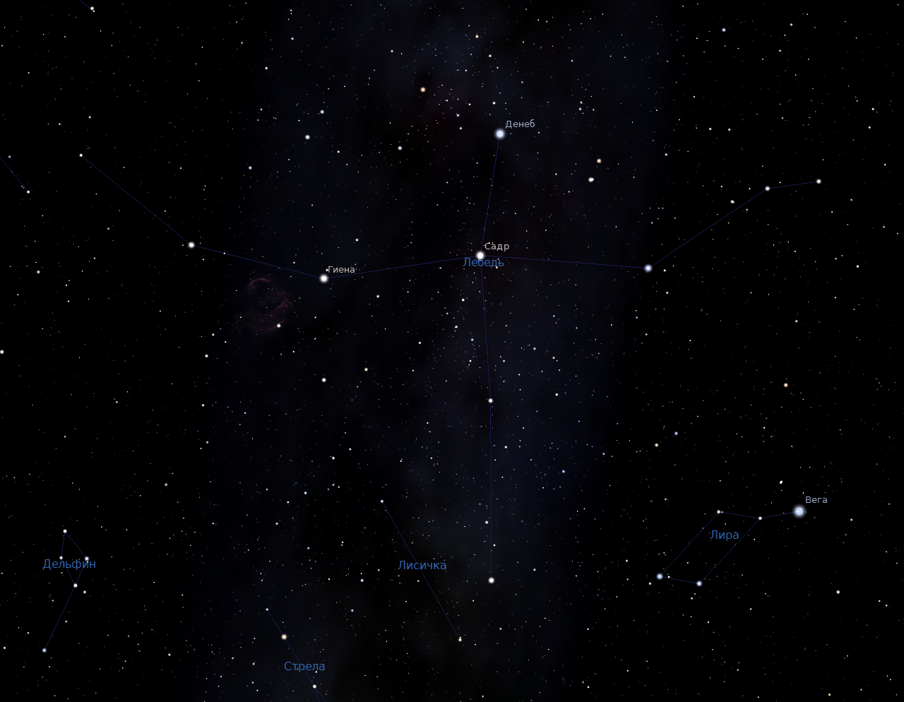 Cygne - capture d'écran d'un programme de planétarium