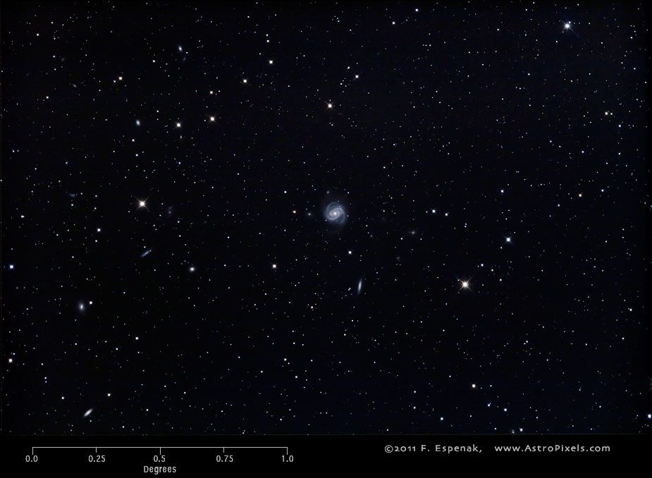 Galaxie M100 sur une échelle de degrés