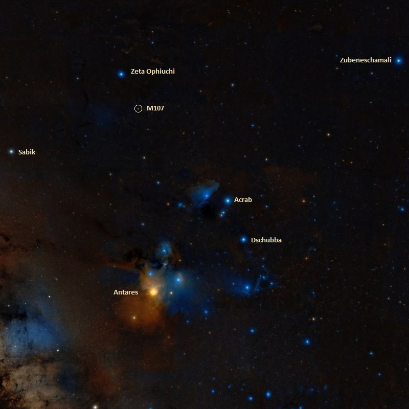 Amas globulaire M107 dans le ciel étoilé