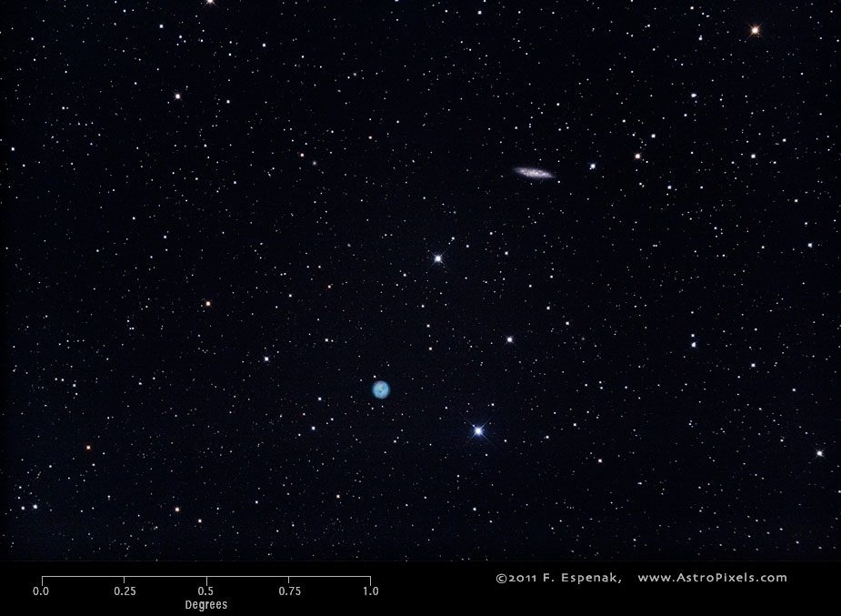 Galaxie M108 sur une échelle de degrés