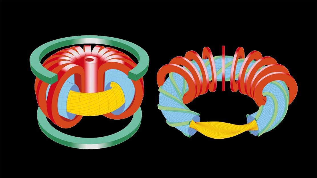 Comparaison de la conception du tokamak (à gauche) et du stellarator (à droite)