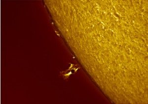 Mercury against the background of a prominence