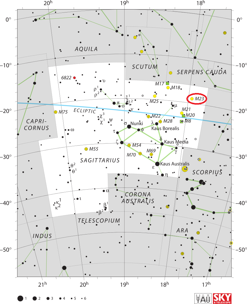 Amas dispersé M23 dans la constellation du Sagittaire