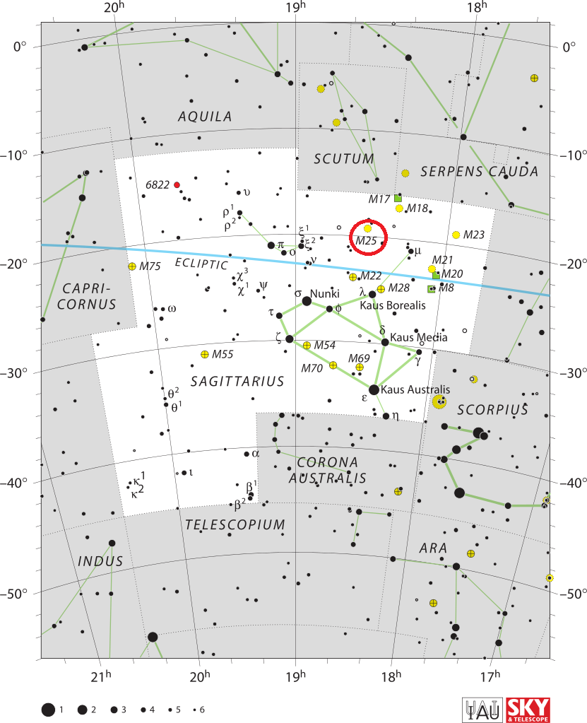 L'amas Messier 25 dans la constellation du Sagittaire