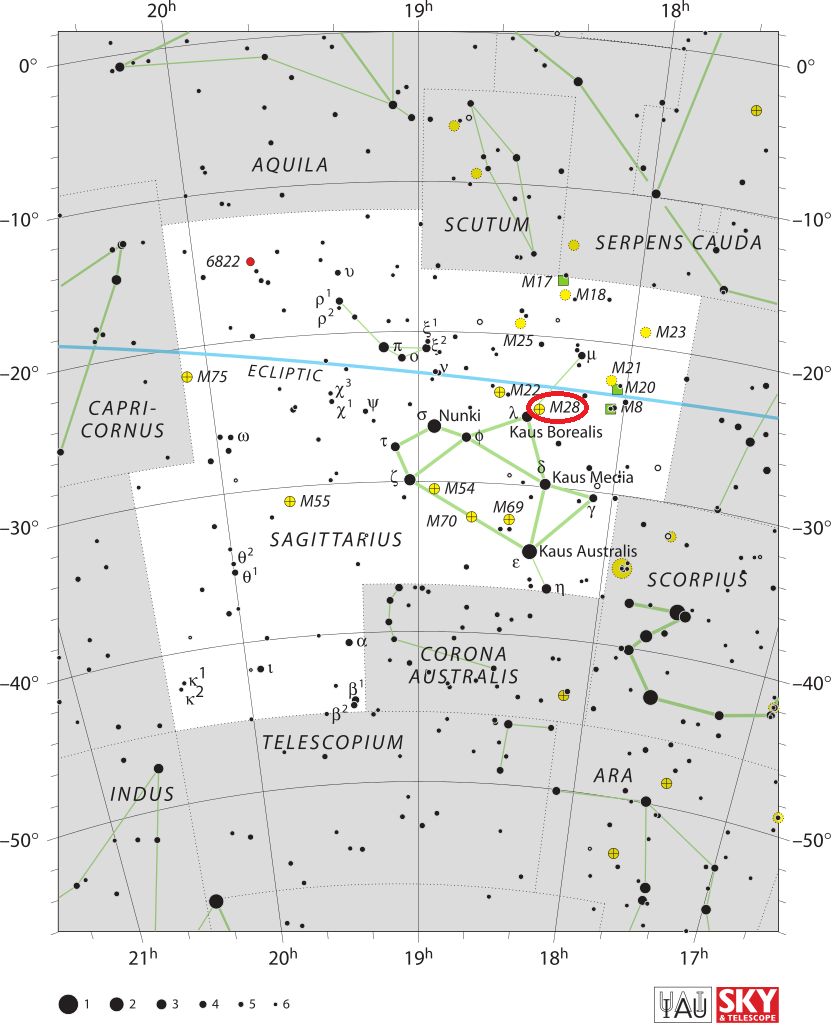 L'amas globulaire Messier 28 dans la constellation du Sagittaire