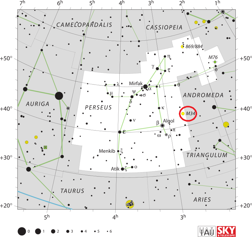 L'amas de Messier 34 dans la constellation de Persée