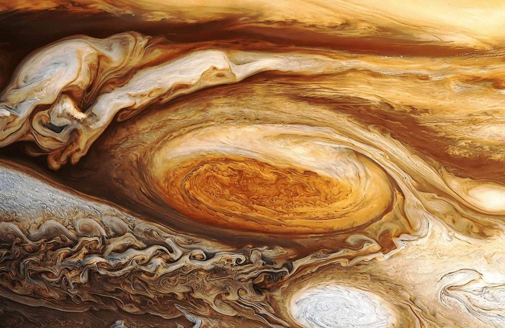 Image traitée de la Grande Tache rouge sur Jupiter.