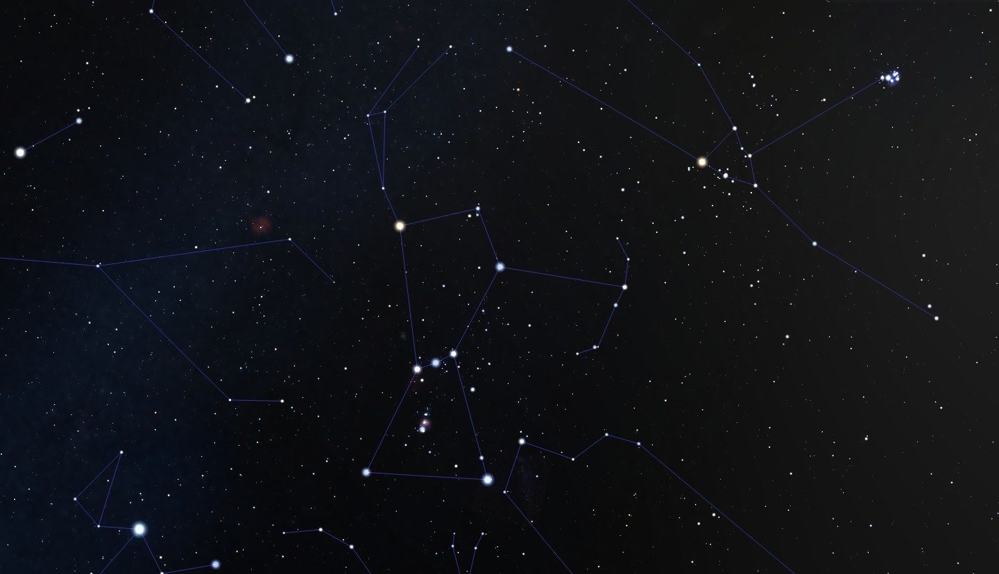 La constellation d'Orion dans le ciel