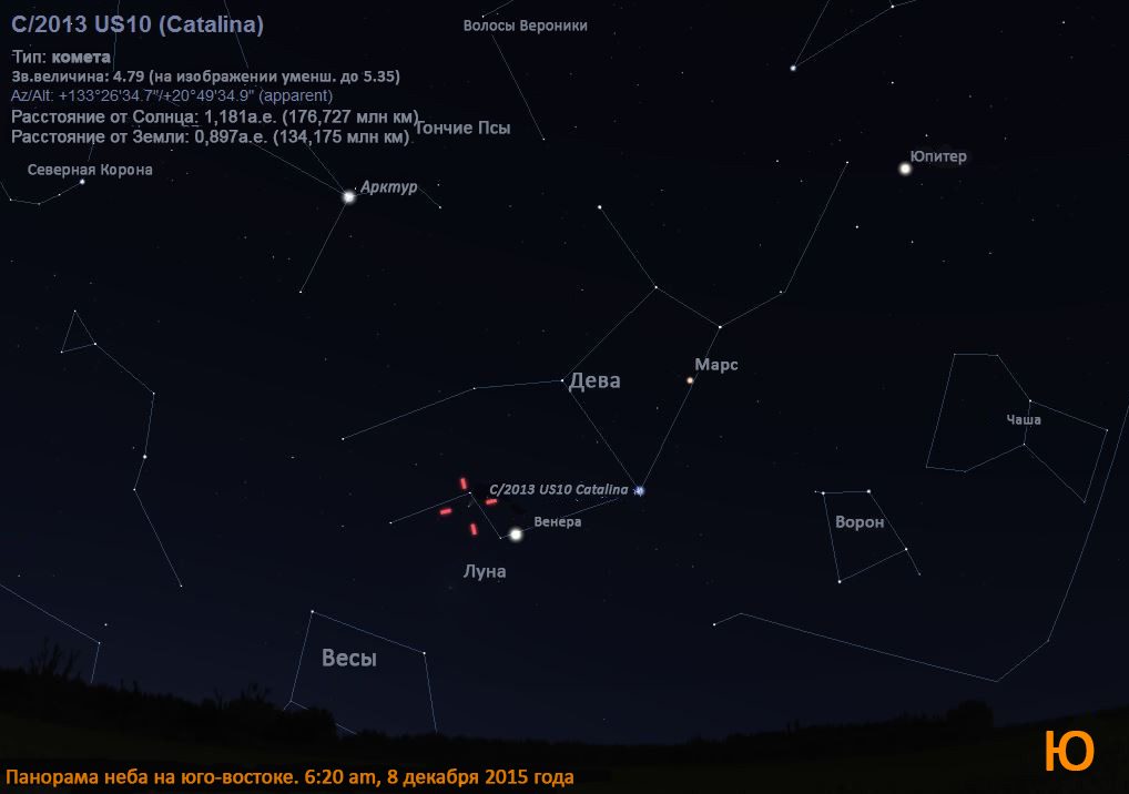 La comète Catalina dans le ciel le 8 décembre 2015