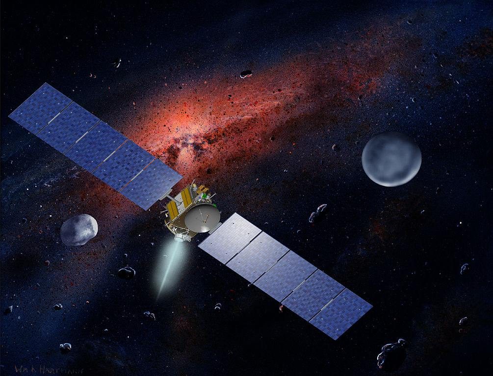 La mission Dawn vers Vesta (à gauche) et Cérès (à droite).