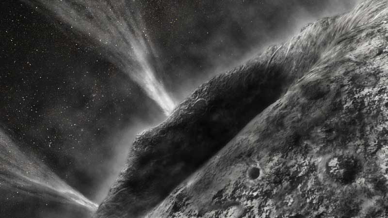 La surface de la comète Wilde-2 vue par l'artiste