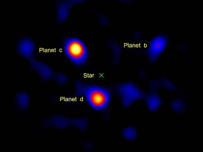 Image directe d'exoplanètes près de l'étoile HR 8799.