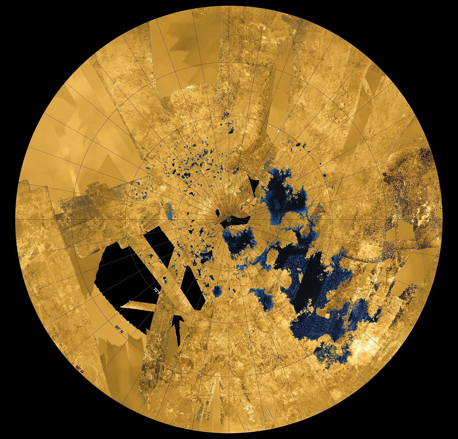 Carte radar des lacs de Titan