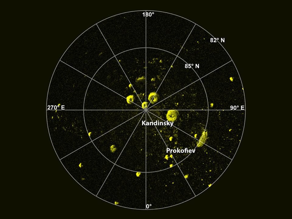 Image radar de la région polaire nord de Mercure