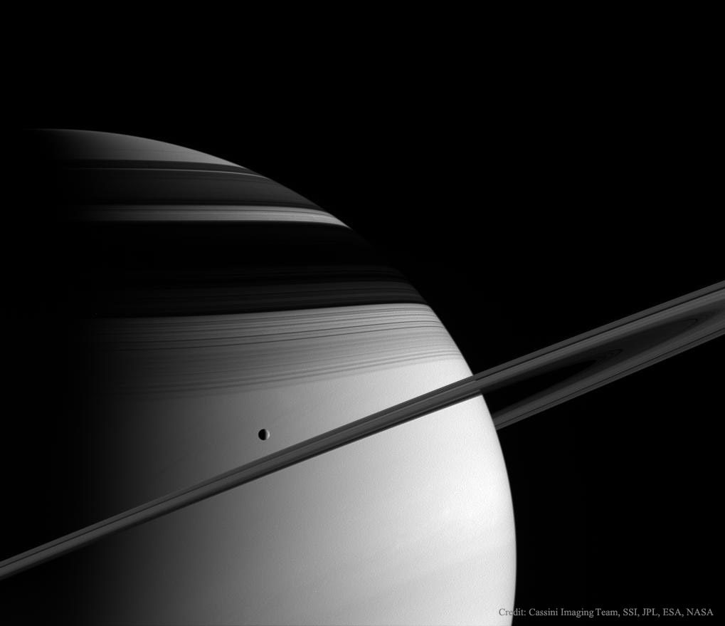 Saturne, Téthys, anneaux et ombres