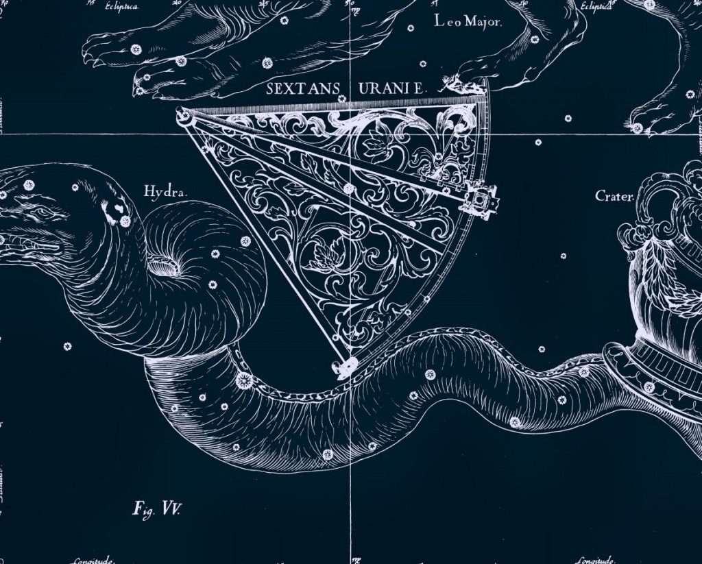 Sextant, dessin de Jan Hevelius d'après son atlas des constellations