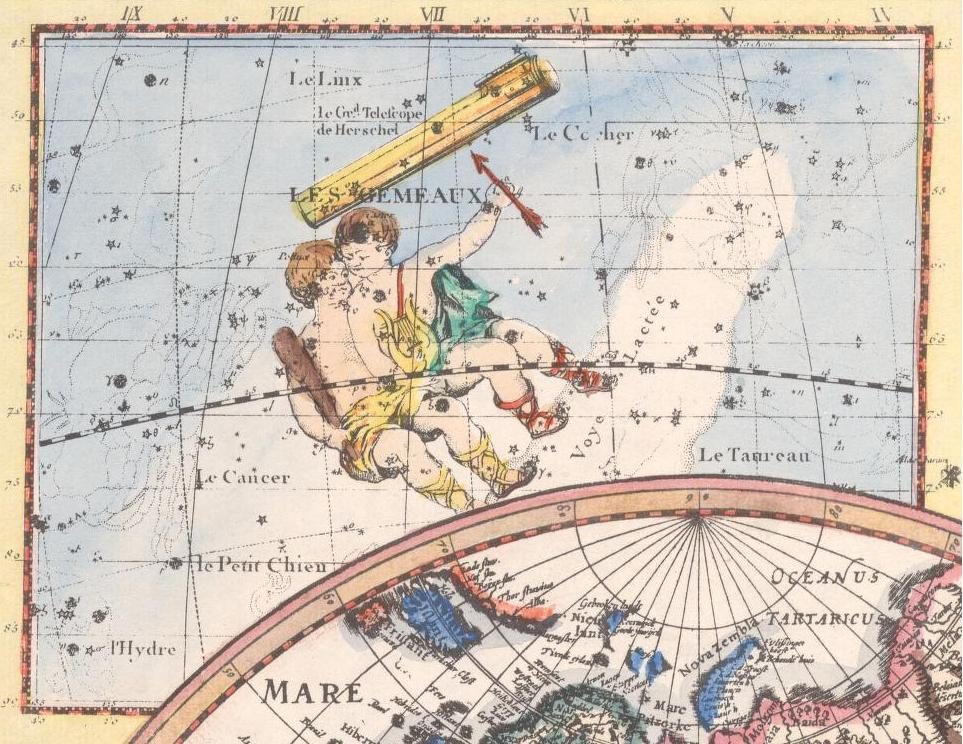 La constellation des Gémeaux dans l'atlas de Nicholas Van Geelkerchen.