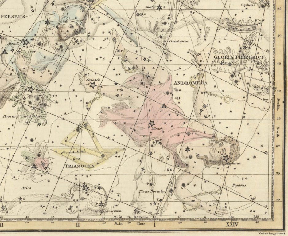 Constellation d'Andromède, dessin tiré d'un ancien atlas du ciel