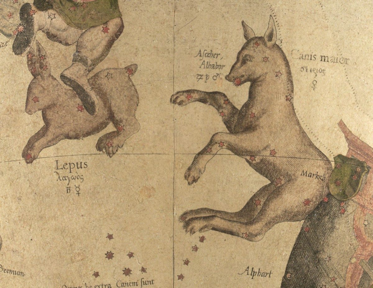 La constellation du Grand Chien de l'atlas de Gérard Mercator.