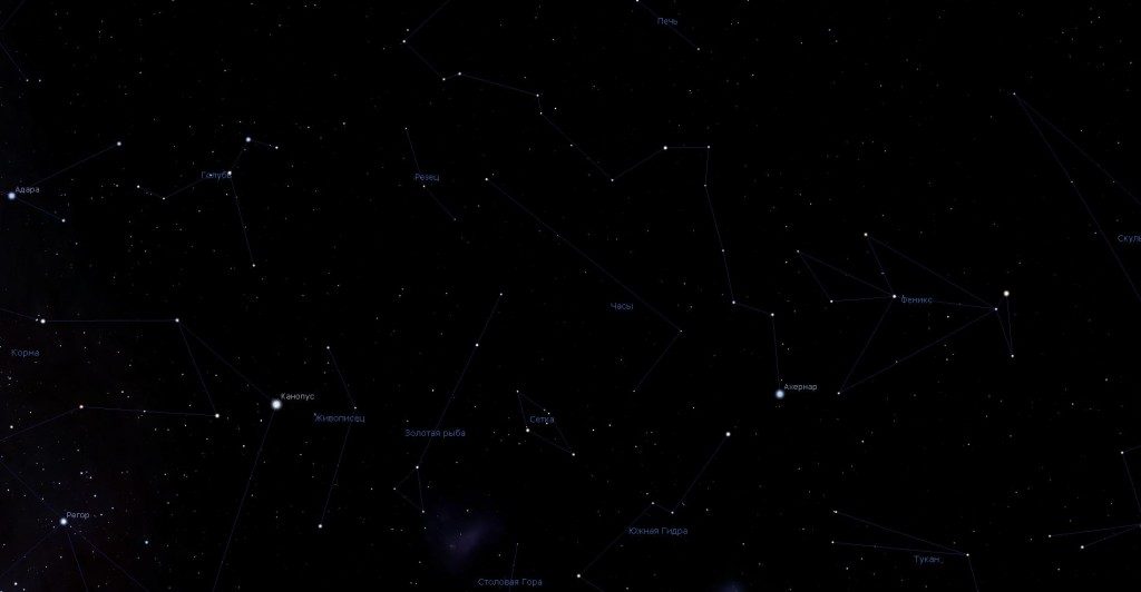 Horloge des constellations, vue dans le programme du planétarium Stellarium